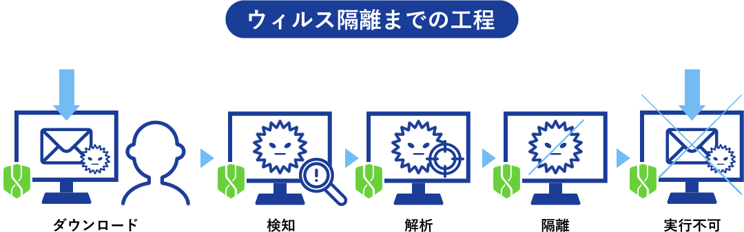 ウィルス隔離までの工程の図