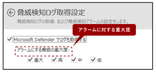 アラームに対する重大度